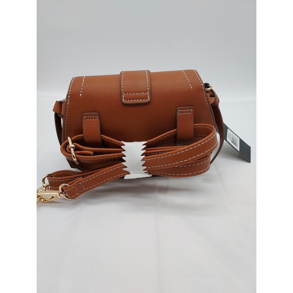 Rachel Zoe Cognac Leather Crossbody with White Contrast Stitching - Picture 5 of 5
